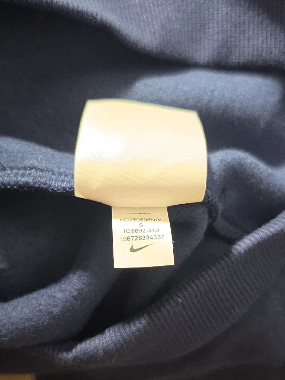 Kids Nike Navy Blue Crewneck Hoodie with Yellow Logo
